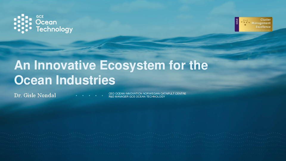 An innovative ecosystem for ocean technologies, Gisle Nondal 